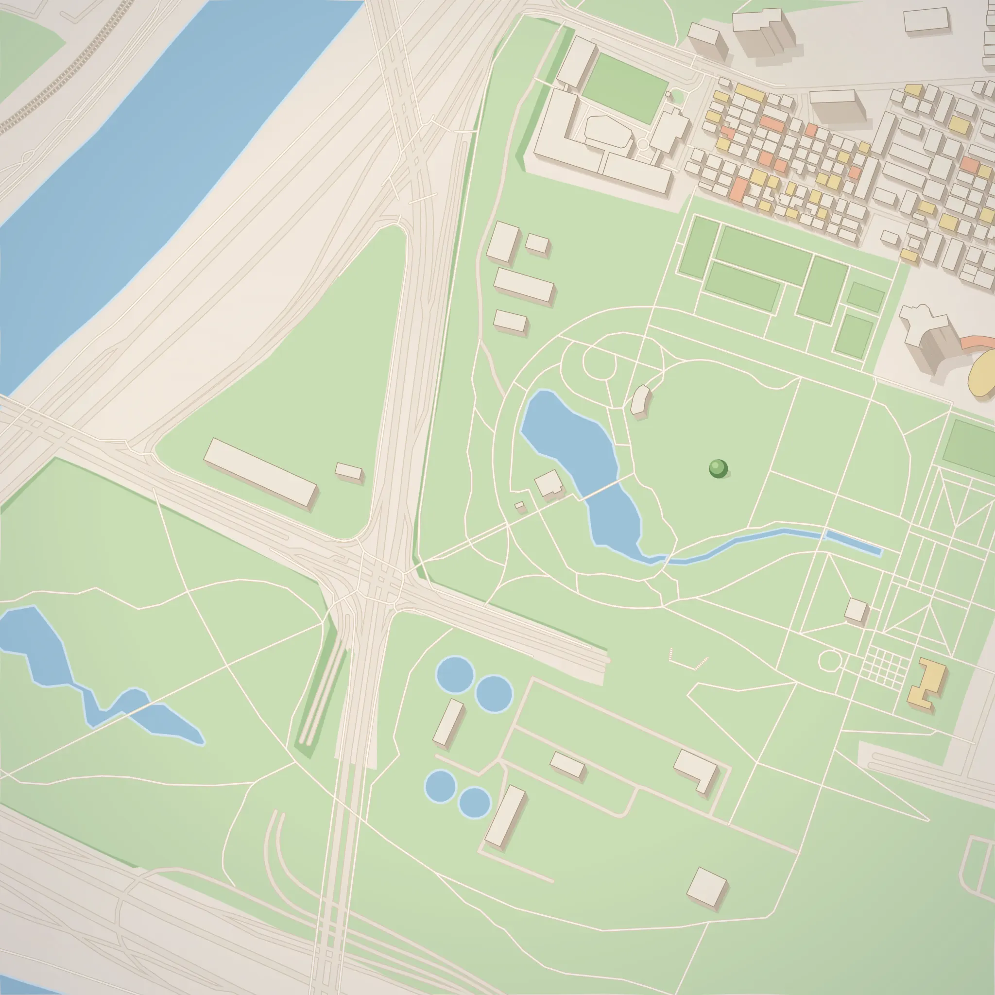 서울숲 방의 지도 — OpenStreetMap 데이터로 구운 실제 지형. 앱에서 이 위를 걸어 다닙니다.
